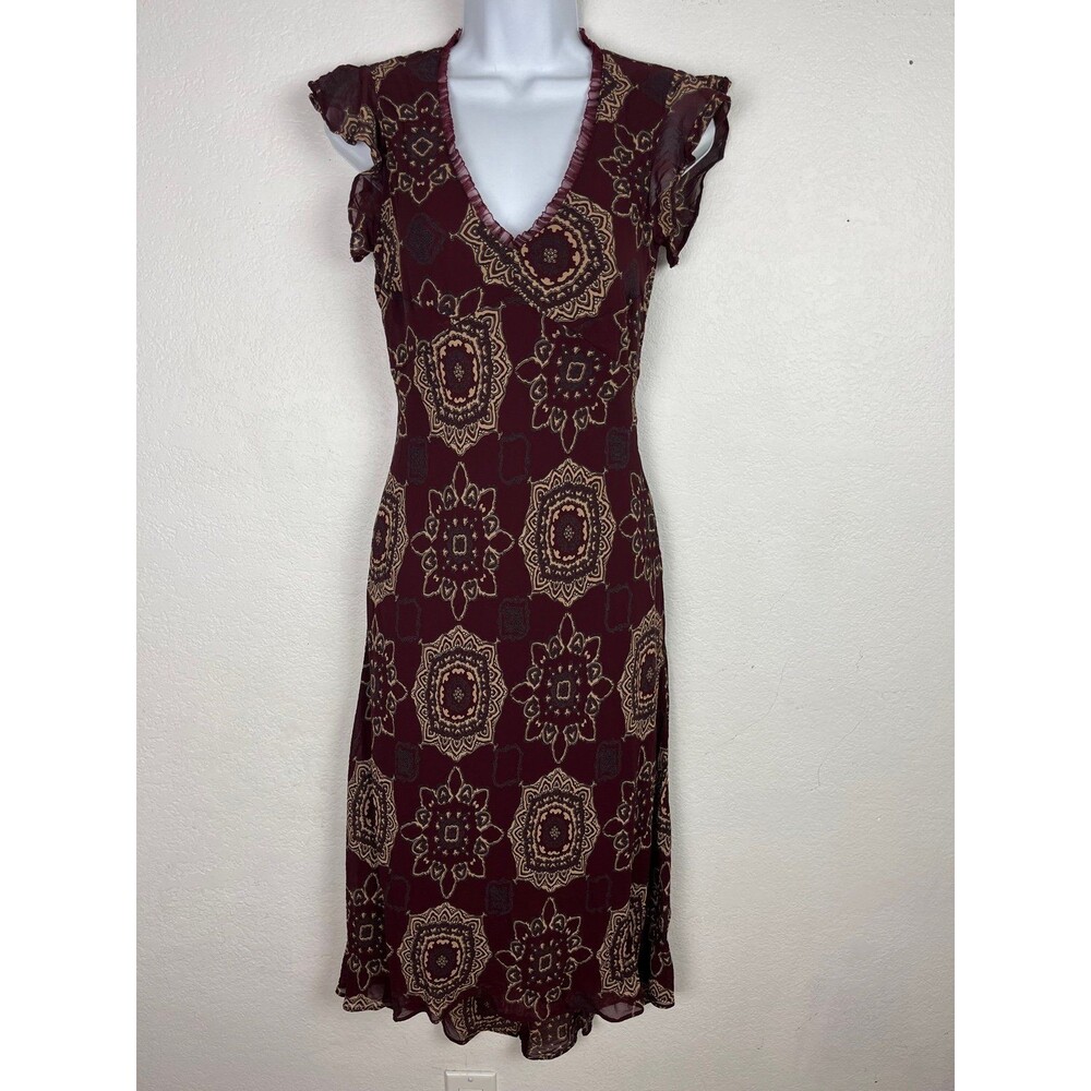 Jacob Wine Medallion V-neck Dress Women’s Extra Small Viscose Acetate lined